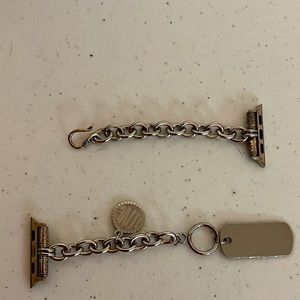 Apple ladies watch band Silver tone chain with charm & name plate